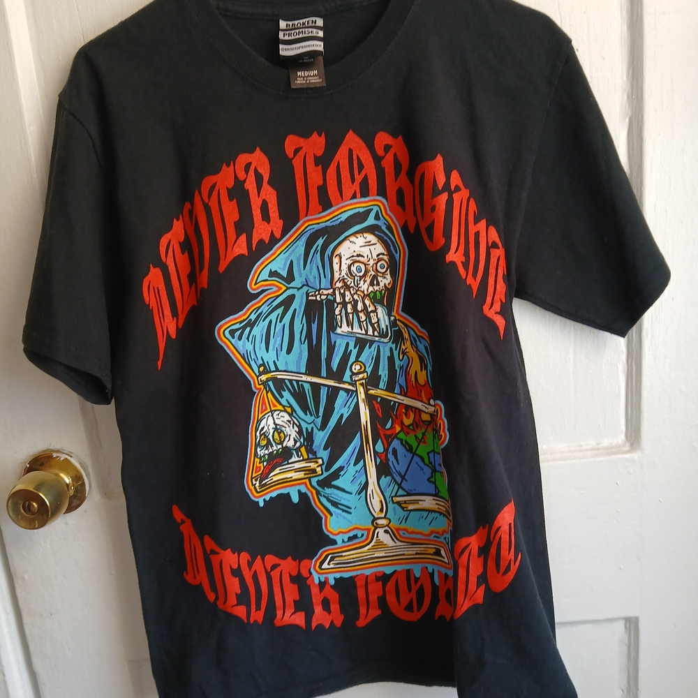 Black Graphic T-Shirt with Grim Reaper Design